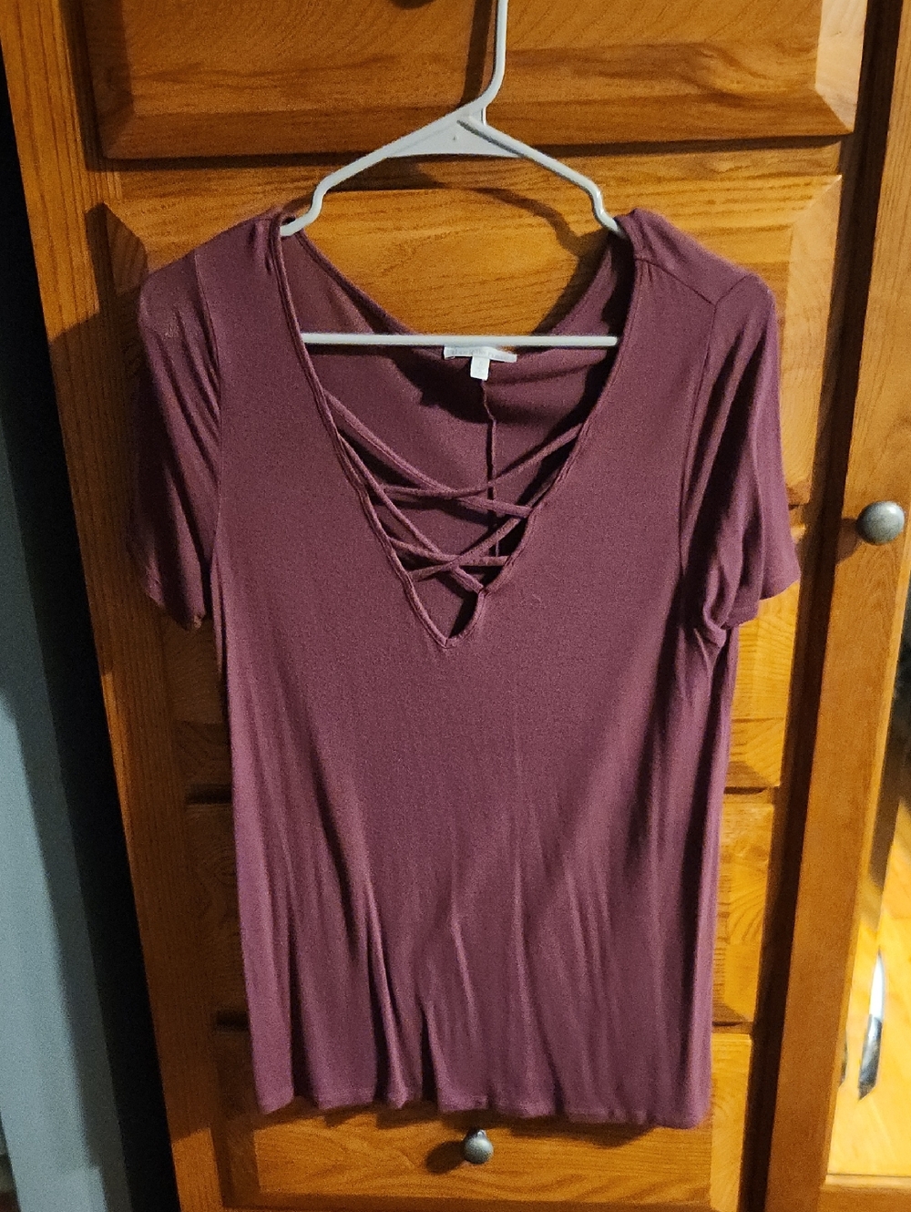 Maroon Strappy V-neck Shirt